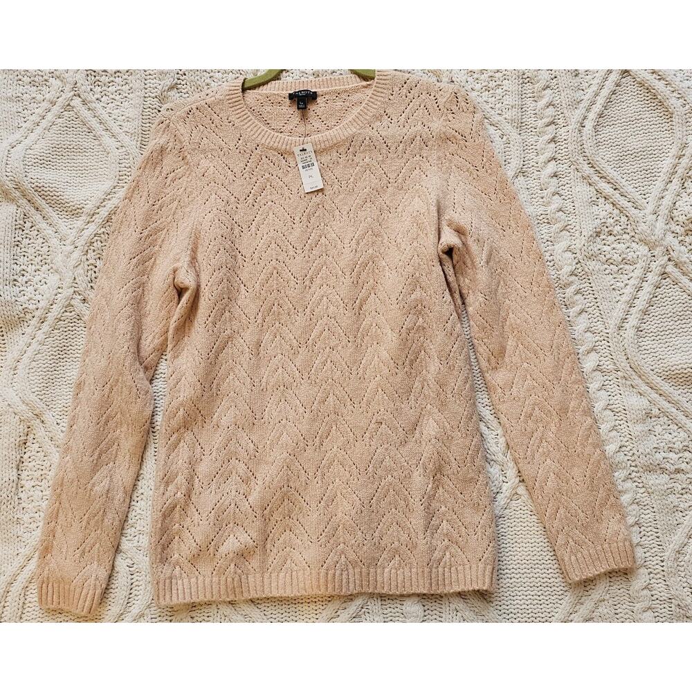 NWT $89‎ Talbots Crewneck Pointelle Pullover Sweater Soft Pink LP Large Petite